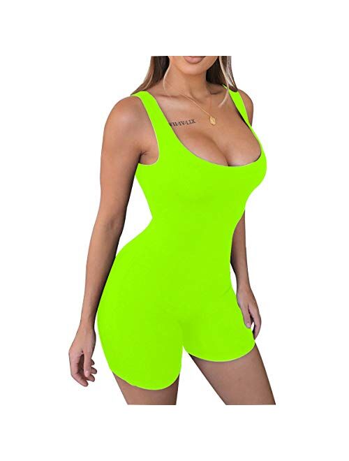 LuFeng Women's Sexy Sleeveless Tank Tops Backless Short Jumpsuits One-Piece Bodysuit Sports Jumpsuit