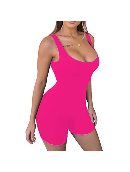 LuFeng Women's Sexy Sleeveless Tank Tops Backless Short Jumpsuits One-Piece Bodysuit Sports Jumpsuit