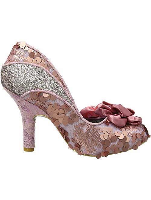 Womens Irregular Choice Peach Melba Work High Heel Floral Court Shoes