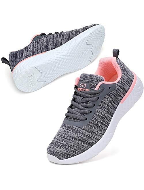 STQ Walking Shoes for Women Lace Up Lightweight Tennis Shoes