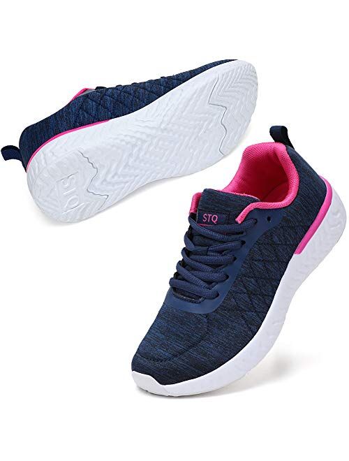 STQ Walking Shoes for Women Lace Up Lightweight Tennis Shoes