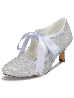 JIAJIA 140311 Stiletto Heel Lace Satin Pumps Ribbon Tie Bridal Wedding Shoes