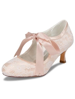 JIAJIA 140311 Stiletto Heel Lace Satin Pumps Ribbon Tie Bridal Wedding Shoes