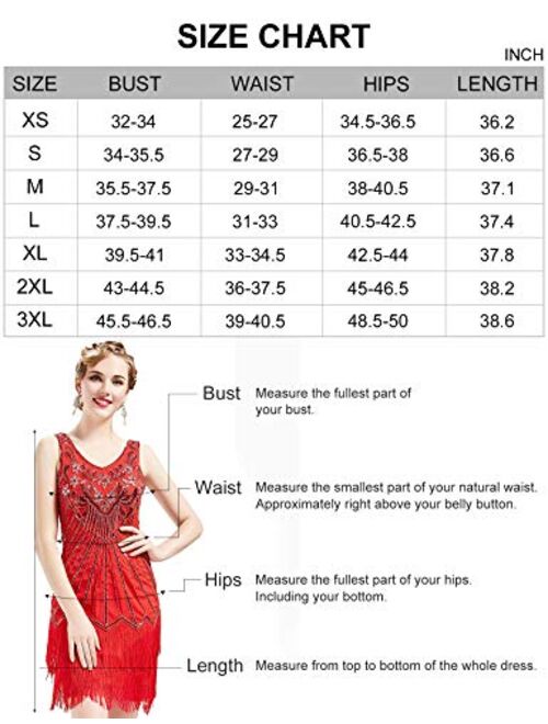 BABEYOND Women's Flapper Dresses 1920s V Neck Beaded Fringed Dress Great Gatsby Dress