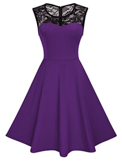 HOMEYEE Women's Vintage Chic Sleeveless Cocktail Party Swing Dress A008