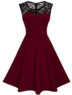 HOMEYEE Women's Vintage Chic Sleeveless Cocktail Party Swing Dress A008