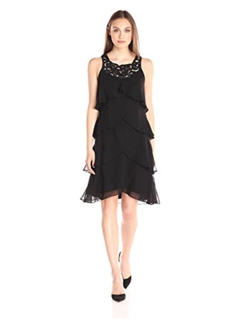 S.L. Fashions Women's Jewel-Strap Tiered Cocktail Dress