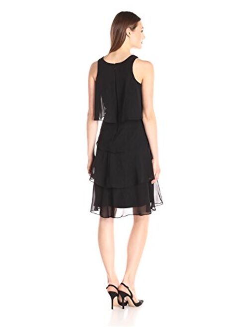 S.L. Fashions Women's Jewel-Strap Tiered Cocktail Dress