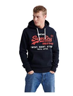 Superdry Men's Sweat Shirt Shop Duo Pullover Hoodie, Blue