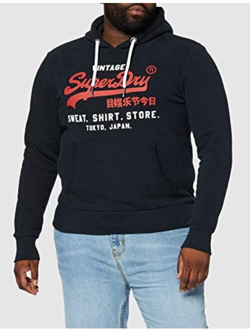 Superdry Men's Sweat Shirt Shop Duo Pullover Hoodie, Blue