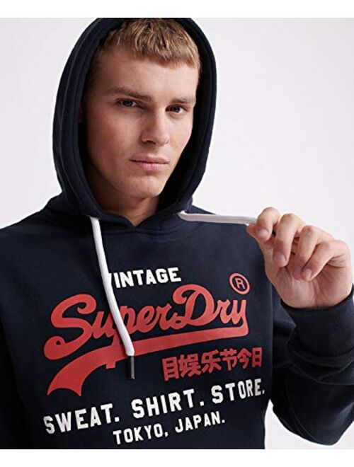 Superdry Men's Sweat Shirt Shop Duo Pullover Hoodie, Blue