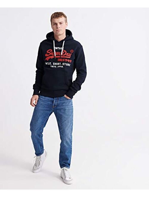 Superdry Men's Sweat Shirt Shop Duo Pullover Hoodie, Blue