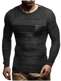 Men's Pullover Knitted Hoodie Sweatshirt Longsleeve Sweater Crew Neck Fine Long Sleeve Slim Fit LN1660