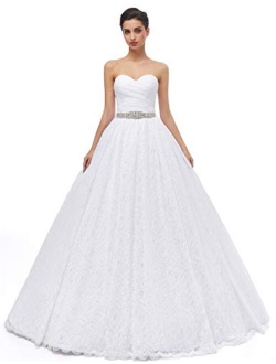 Likedpage Women's Sweetheart Ball Gown Lace Bridal Wedding Dresses