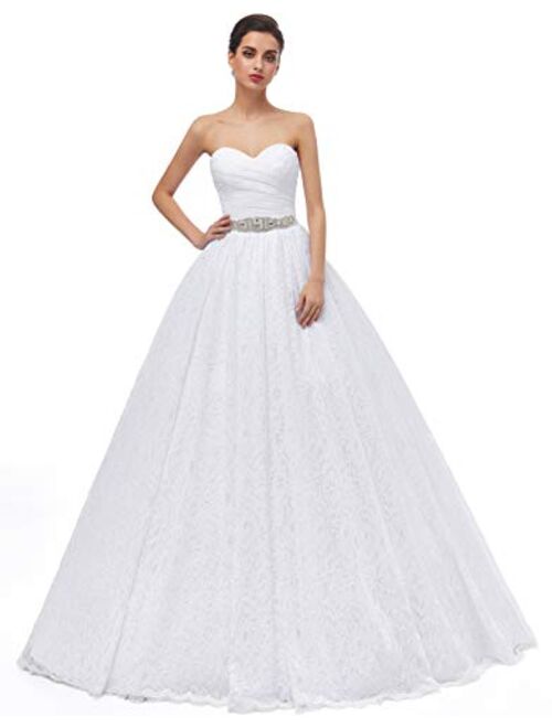 Likedpage Women's Sweetheart Ball Gown Lace Bridal Wedding Dresses