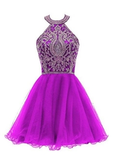 WDING Short Prom Dresses For Juniors Lace Appliques Tulle Homecoming Dress