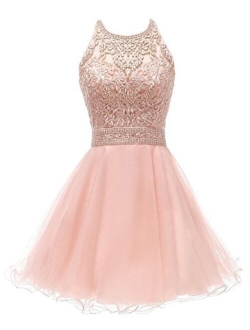 WDING Short Prom Dresses For Juniors Lace Appliques Tulle Homecoming Dress