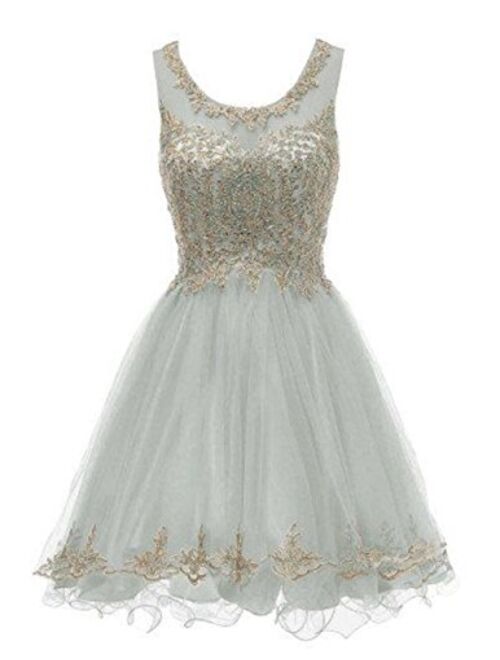 WDING Short Prom Dresses For Juniors Lace Appliques Tulle Homecoming Dress