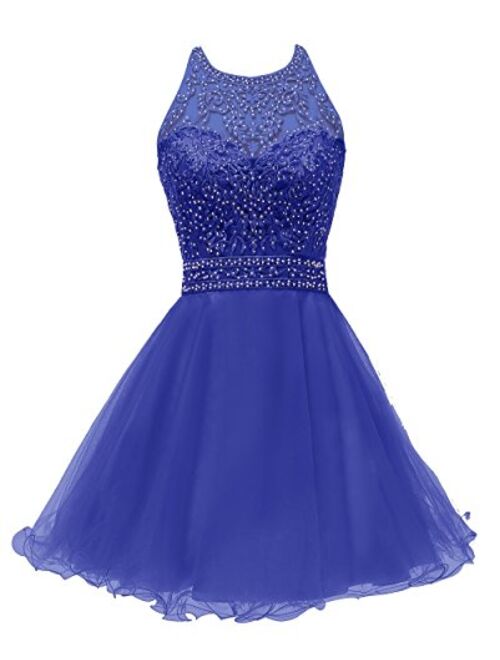 WDING Short Prom Dresses For Juniors Lace Appliques Tulle Homecoming Dress