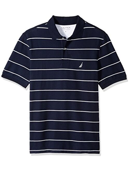 Nautica Men's Big and Tall Classic Short Sleeve Striped Polo Shirt