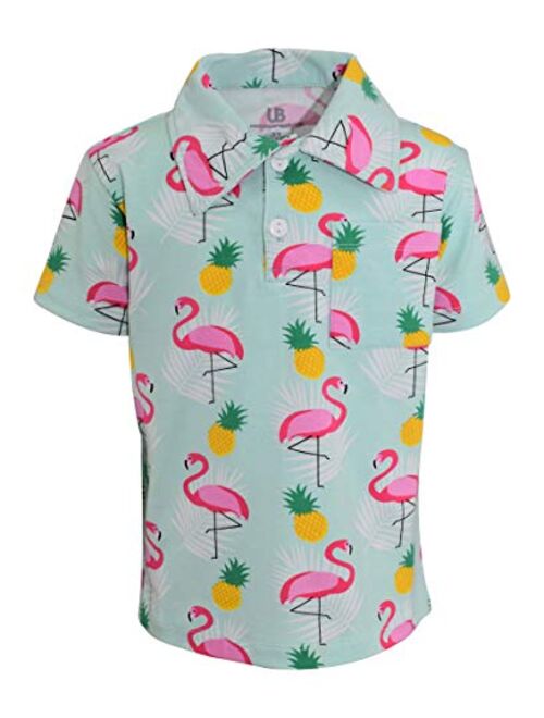 Unique Baby Boys Everyday Fun Seasonal Print Polo Shirts Short Sleeve Collared T