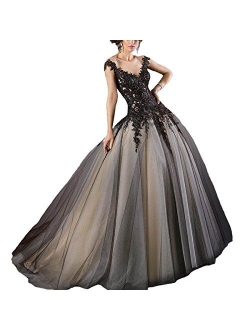 Fair Lady Gothic Black Ball Gown Wedding Dress Halter Beaded Appliques Long Evening Prom Dress 2020