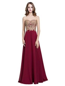 Sarahbridal Juniors Sweetheart Bridesmaid Dresses Chiffon Long Prom Evening Gown Pleated