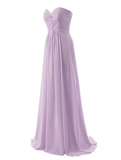 Sarahbridal Juniors Sweetheart Bridesmaid Dresses Chiffon Long Prom Evening Gown Pleated