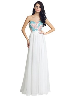 Sarahbridal Juniors Sweetheart Bridesmaid Dresses Chiffon Long Prom Evening Gown Pleated