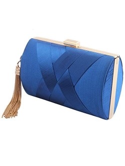 Women's Elegant Tassel Pendant Silk Evening Bag Clutch Purse for Bride Wedding Prom Night Out Party