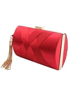 Women's Elegant Tassel Pendant Silk Evening Bag Clutch Purse for Bride Wedding Prom Night Out Party