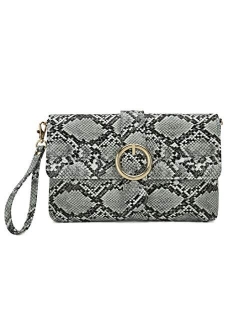 Charming Tailor Snake Clutch Purse with Wrist Strap PU Python Clutch Dress Handbag