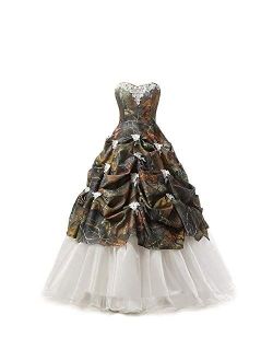 Chupeng Women's s Camouflage Satin Wedding Bridal Dress Prom Ball Gowns