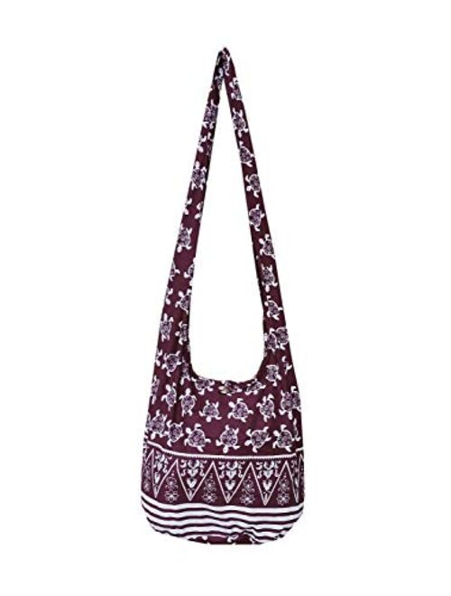 BTP! Turtle Sling Crossbody Shoulder Bag Purse Hippie Hobo Thai Cotton Gypsy Bohemian Large