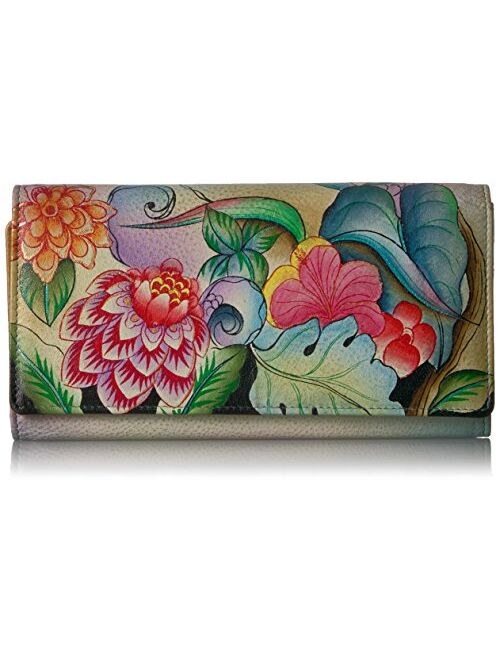 Anna by Anuschka Women's Genuine Leather Three Fold Organizer Wallet, Hand-Painted Original Artwork