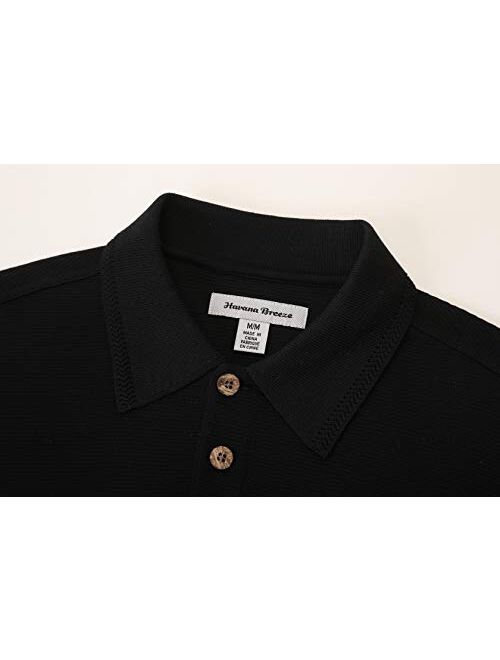 Havana Breeze Men's Regular-fit Silk Cotton Polo Shirt, Black L