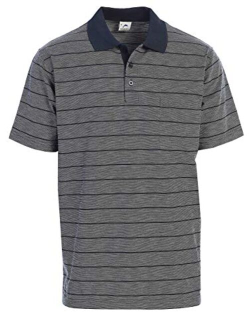 Gioberti Mens Regular Fit Striped Short Sleeve Polo Shirt with Pocket