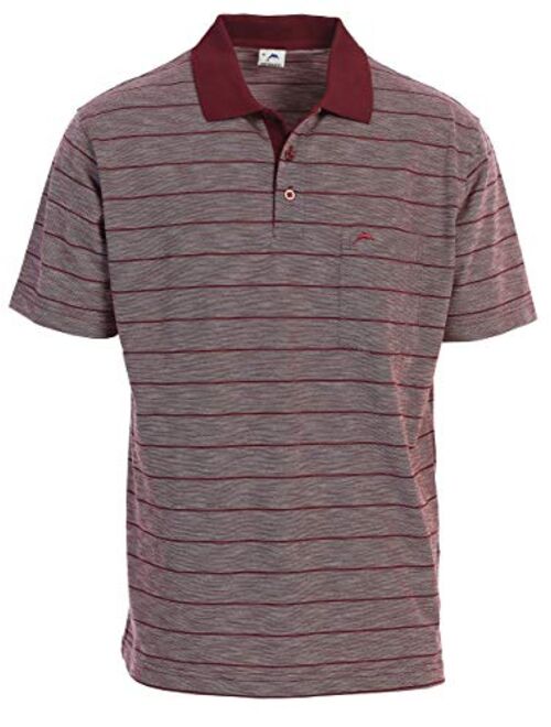 Gioberti Mens Regular Fit Striped Short Sleeve Polo Shirt with Pocket