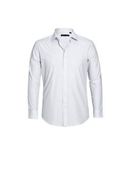 CHAMA Mens Dress Shirt Regular Fit Long Sleeve Men's Shirt 100% Cotton Spread Collar Dress Shirts for Men 2020 New