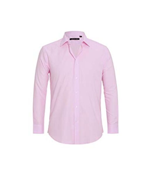 CHAMA Mens Dress Shirt Regular Fit Long Sleeve Men's Shirt 100% Cotton Spread Collar Dress Shirts for Men 2020 New