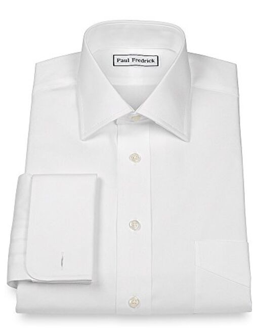 Paul Fredrick Men's Pinpoint Windsor Spread Collar French Cuff Dress Shirt