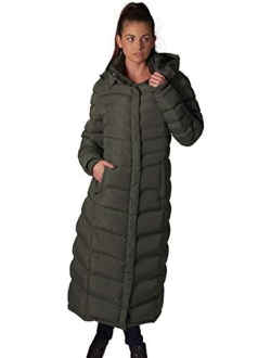 ELORA Women's Winter Warm Full Length Fleece Lined Maxi Puffer Coat