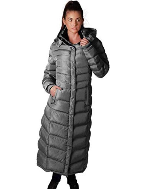 ELORA Women's Winter Warm Full Length Fleece Lined Maxi Puffer Coat