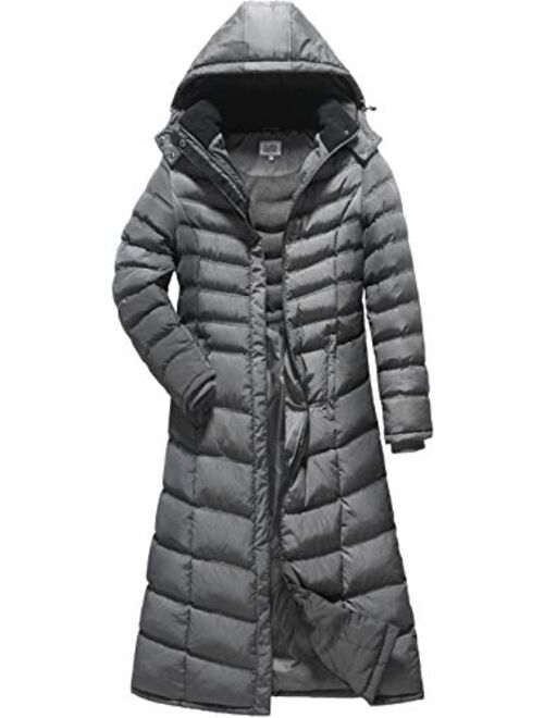 ELORA Women's Winter Warm Full Length Fleece Lined Maxi Puffer Coat