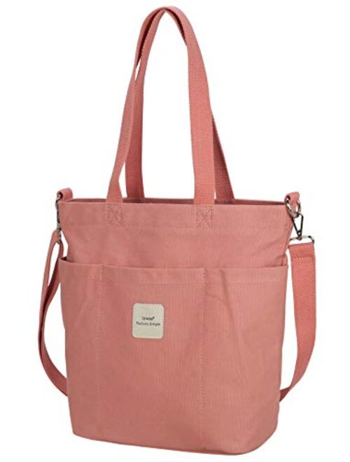 Iswee Canvas Women Shoulder Bag Casual Tote Bag Top Handle Bag Cross-body Handbags