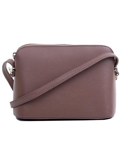 Primo Sacchi Ladies Primo Sacchi Italian Textured Leather Small Triangular Shoulder or Crossbody Bag