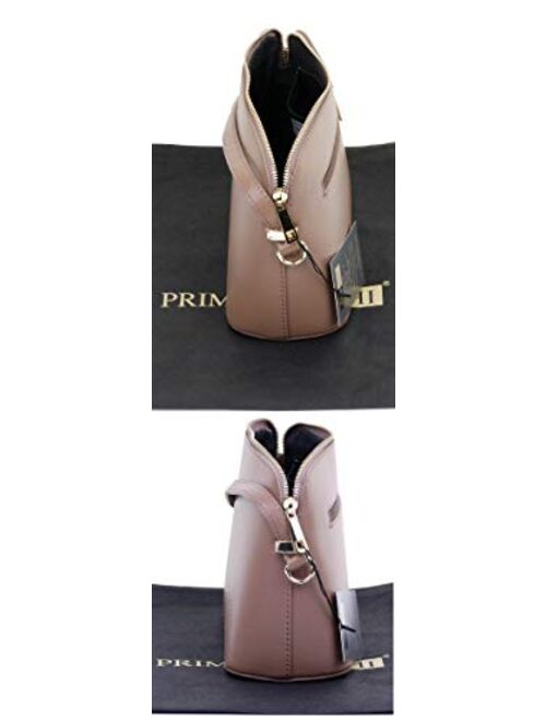 Primo Sacchi Ladies Primo Sacchi Italian Textured Leather Small Triangular Shoulder or Crossbody Bag