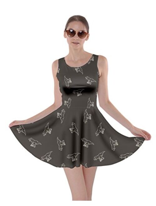 CowCow Womens Tyrannosaurus Triceratops Rex Dinosaur Jurassic World Skater Dress, XS-5XL