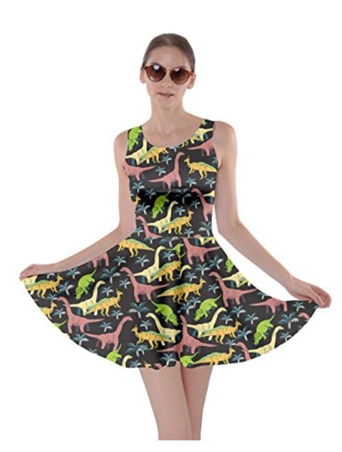 CowCow Womens Tyrannosaurus Triceratops Rex Dinosaur Jurassic World Skater Dress, XS-5XL