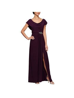 Women's Long Cowl Neck A-line Dress